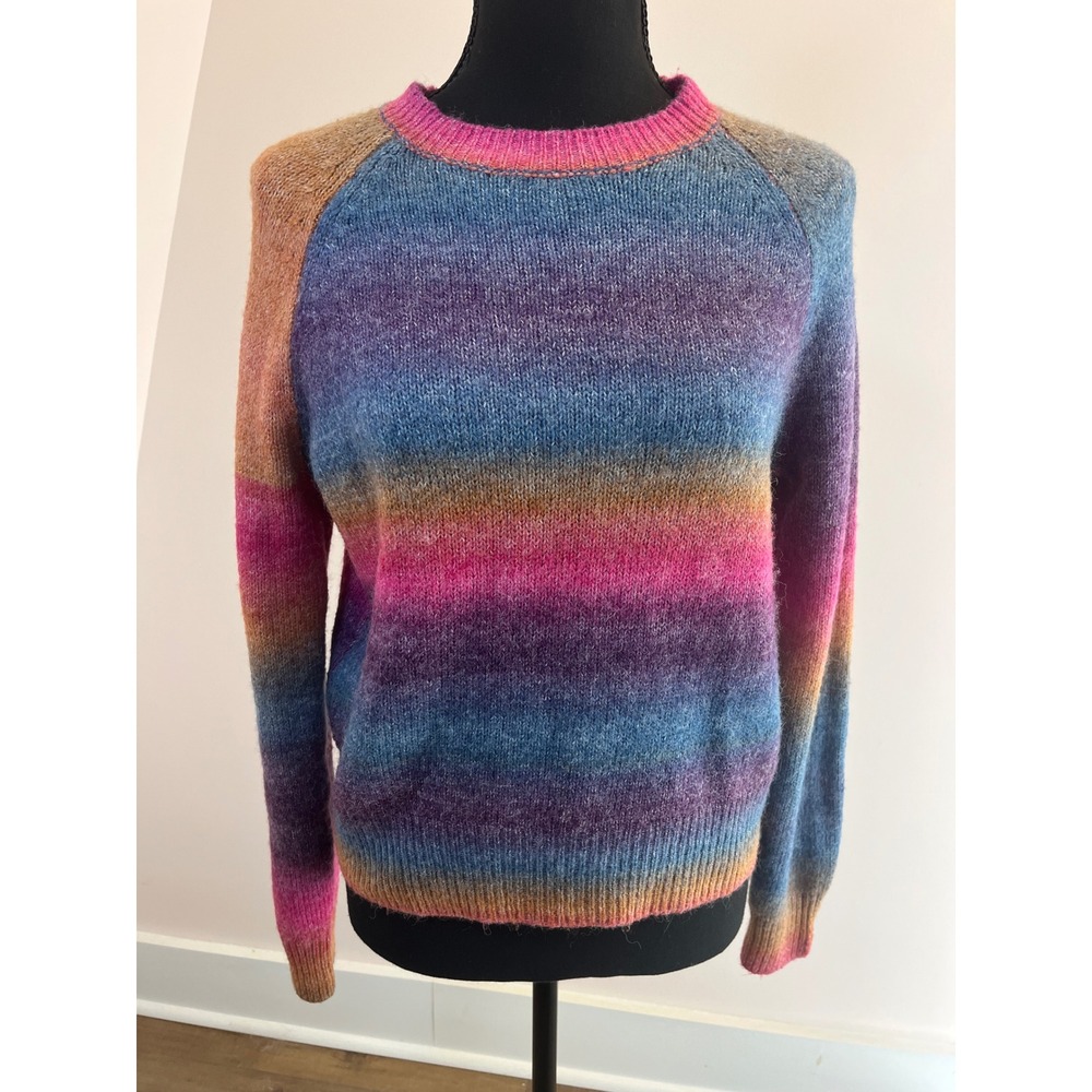 BB Dakota Steve Madden Space Dye Ombre Knit Sweater Multicolor Blue Pink S